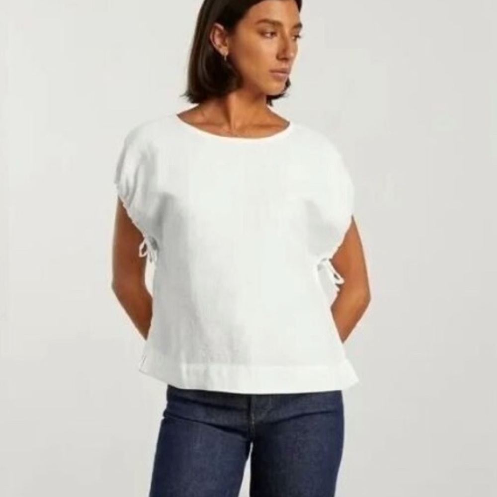 EVERLANE The Drawstring Boxy Lightweight Cap Sleeve Top - S